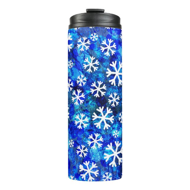 Snowflake Abstract: Vintage Seamless Pattern. Thermal Tumbler (Front)