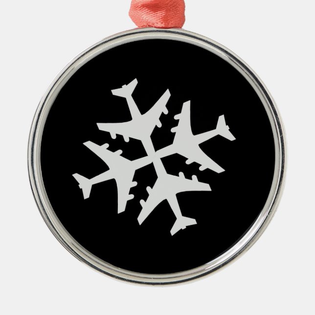 Snowflake Airplane Metal Ornament (Front)