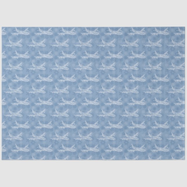 Snowflake Airplane on blue -  Tissue Paper (Front)