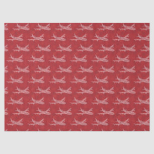 Snowflake Airplane on red. Tissue Paper