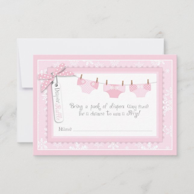 Snowflake and Baby Carriage Diaper Raffle Ticket Invitation (Front)