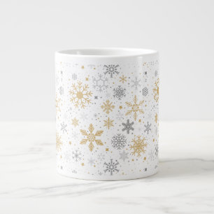 Snowflake And Circle Seamless Pattern Large Coffee Mug