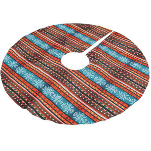 Snowflake and Geometric pattern Cozy Brushed Polyester Tree Skirt