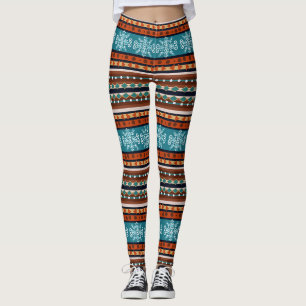 Snowflake and Geometric pattern Cozy  Leggings