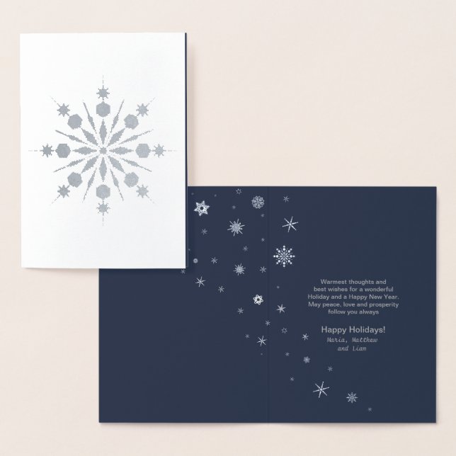 Snowflake and Snow Flurries Christmas Silver ID426 Foil Card (Display)