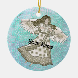 Snowflake angel  ceramic ornament