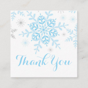 Snowflake Baby Boy Shower Favour Tag Blue Silver