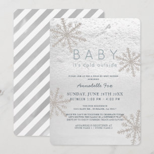 Snowflake Baby Its Cold Drive-by Baby Shower Invitation