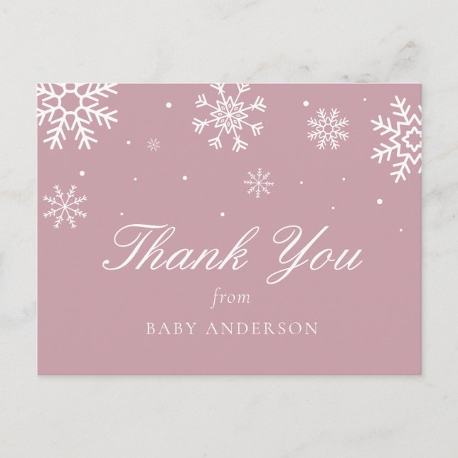 Snowflake Baby It's Cold Outside Thank You Postcard (Front)