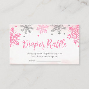 Snowflake Baby Shower Diaper Raffle Sign Business Card