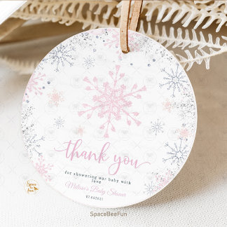 Snowflake baby shower favour tags