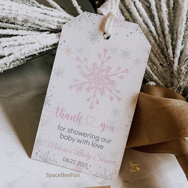 Snowflake baby shower Gift Enclosures Tags (snowflake baby shower gift tags, winter baby shower gift enclosure, a little snowflake is on the way)