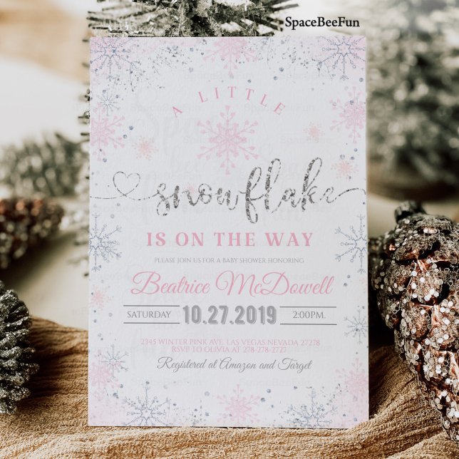Snowflake baby shower invitation A Little Snowflak (winter snowflake baby shower invitation )