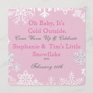 Snowflake Baby Shower Pink Invitation
