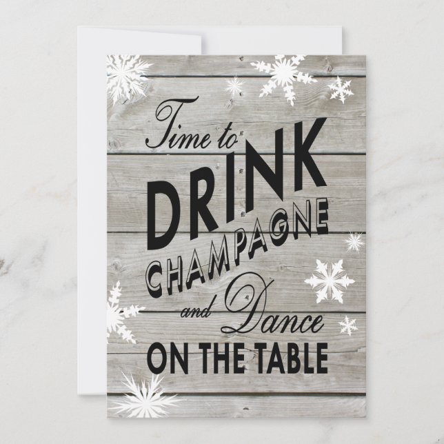 Snowflake Bachelorette Time to Drink Champagne Invitation (Front)