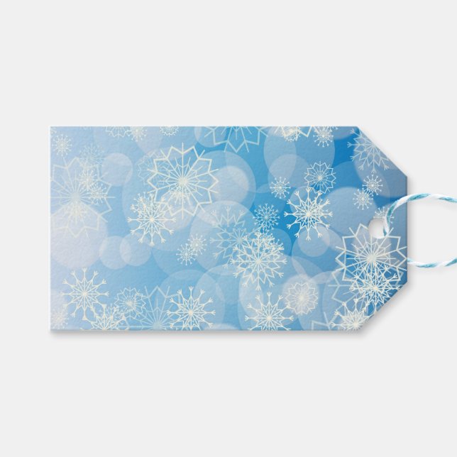 Snowflake background gift tags (Front (Horizontal))