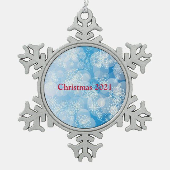 Snowflake background metal ornament (Front)