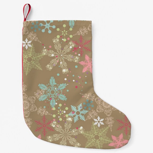 Snowflake Background Small Christmas Stocking (Front)