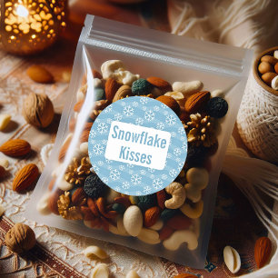 Snowflake baisers bleu hiver vacances autocollants