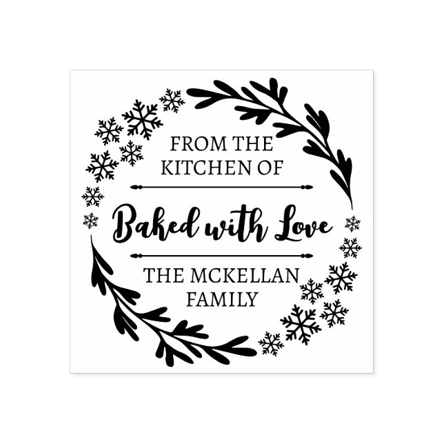Snowflake Baked With Love Winter Christmas Cookies Rubber Stamp (Imprint)