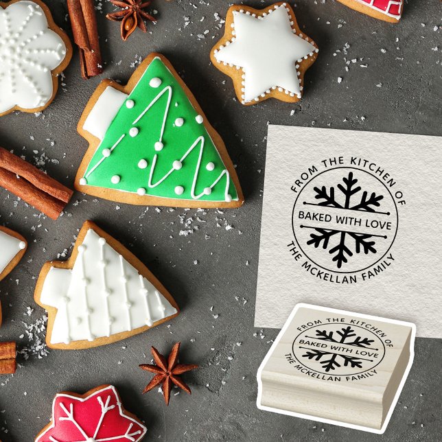Snowflake Baked With Love Winter Christmas Cookies Rubber Stamp (Creator Uploaded)