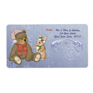 Snowflake Bear & Bunny Shipping Label