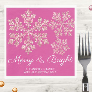 Snowflake Berry Bling Minimal Christmas Party Napkin
