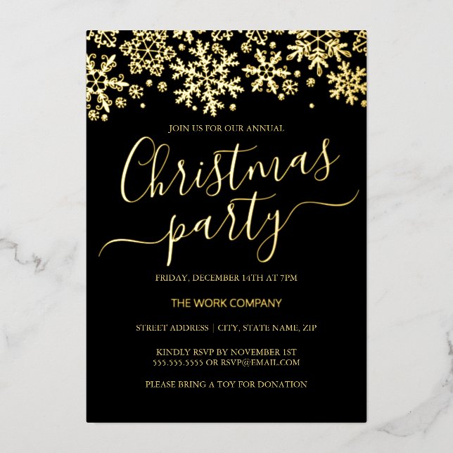 Snowflake Black Gold Corporate Christmas Party  (Front)