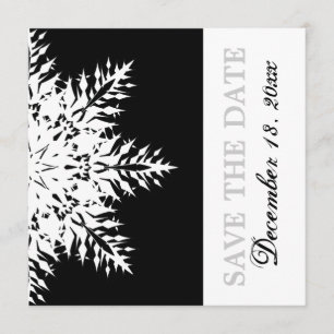 Snowflake black white winter wedding Save the Date Invitation