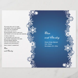 Snowflake bleu blanc mariage plié programme