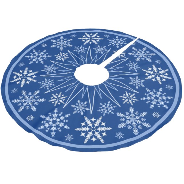 Snowflake Blizzard Brushed Polyester Tree Skirt (Angled)