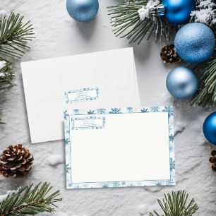 Snowflake Blue and White Watercolor Adresse de ret