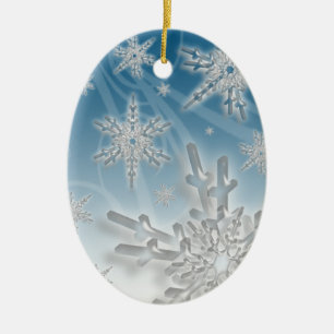Snowflake Blue Background Holiday Decoration
