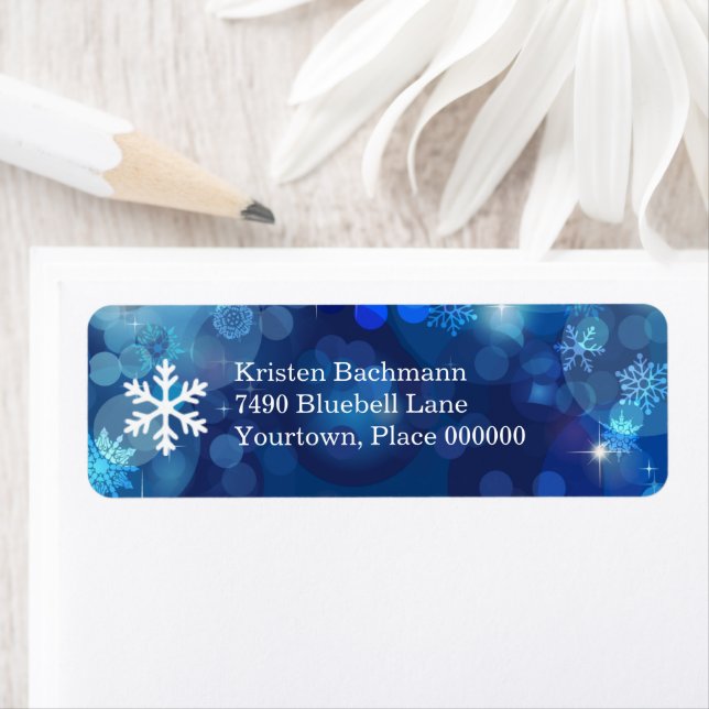Snowflake Blue Bokeh hiver (En situation)