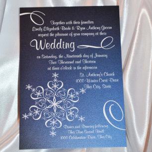 Snowflake Blue Elegance Winter Wedding Invitation