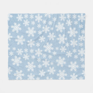 Snowflake Blue Holiday Winter Snow Pattern  Fleece