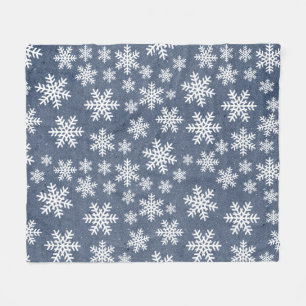 Snowflake Blue Holiday Winter Snow Pattern  Fleece Blanket