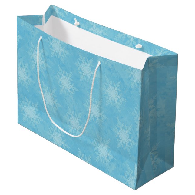 Snowflake Blue Large Gift Bag (Front Angled)