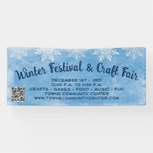 Snowflake Blue QR Code Craft Winter Festival  Banner