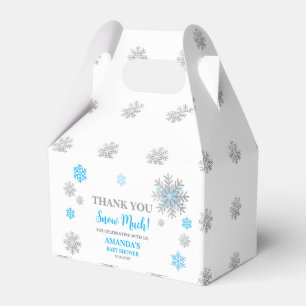 Snowflake Blue & Silver Baby Shower Thank You Favor Box