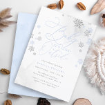 Snowflake Blue & Silver Glitter Winter Baby Shower Invitation<br><div class="desc">Embrace the season with our winter baby shower invitation,  adorned with delicate blue and faux silver glitter snowflakes. The "Baby,  It's Cold Outside" message is elegantly presented in calligraphy and serif typography.</div>