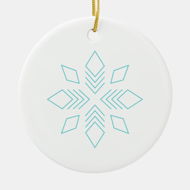 Snowflake, Blue Star, Ice, Cristal Ceramic Ornament (Front)