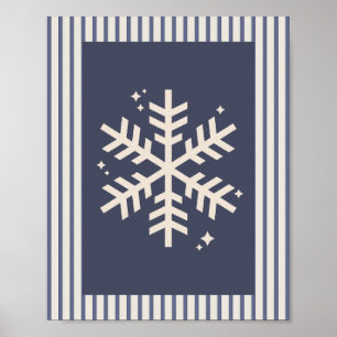 Snowflake Blue Striped Poster