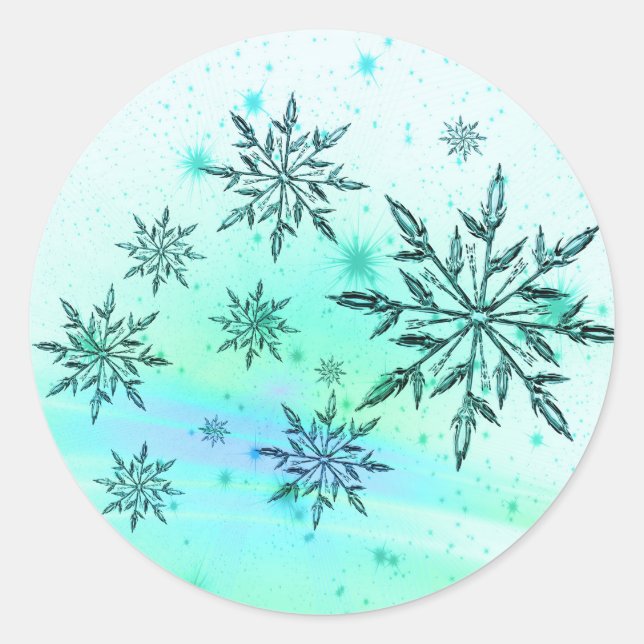 Snowflake blue teal green swirl sticker (Front)