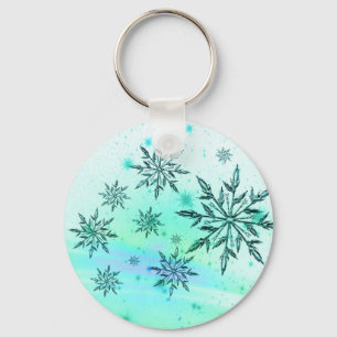 Snowflake blue teal green swirl winterkeychain keychain