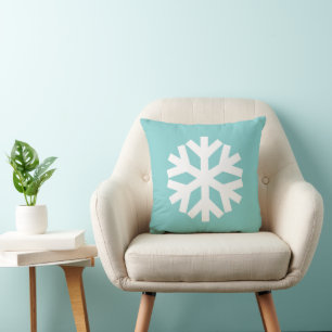 Snowflake blue throw pillow