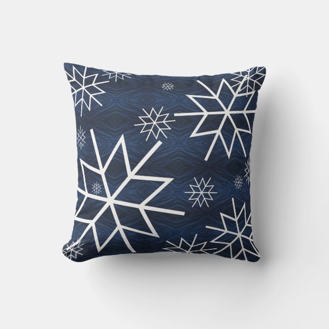 Snowflake Blue &white Christmas decorative Throw Pillow (Front)