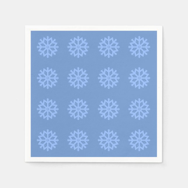  Snowflake Blue Winter Festive Pattern   Napkin (Front)