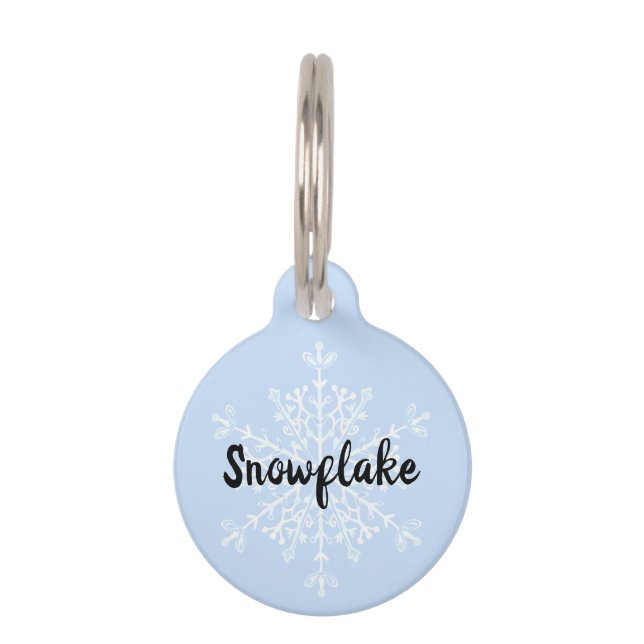 Snowflake blue winter name pet tag (Front)