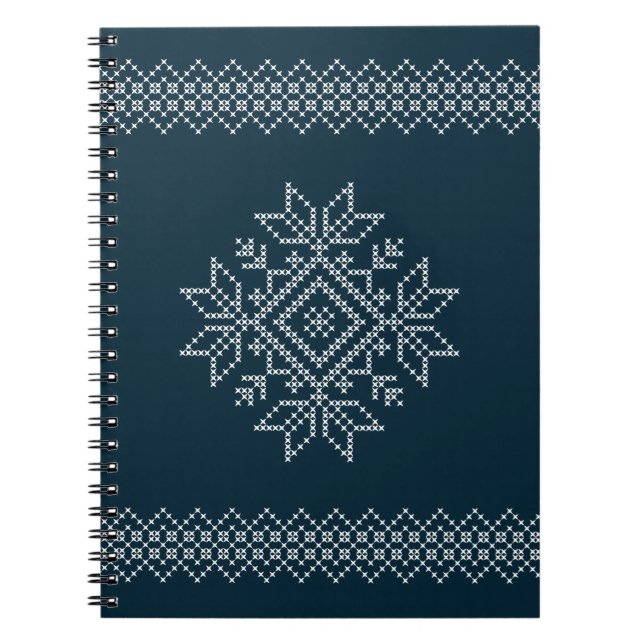 Snowflake blue xmas knitting pattern notebook (Front)